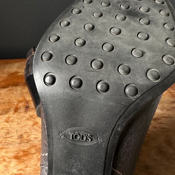 TODS Pebbled Leather Ankle Boots in Dark Brown Size 36 - Picture 14 of 16